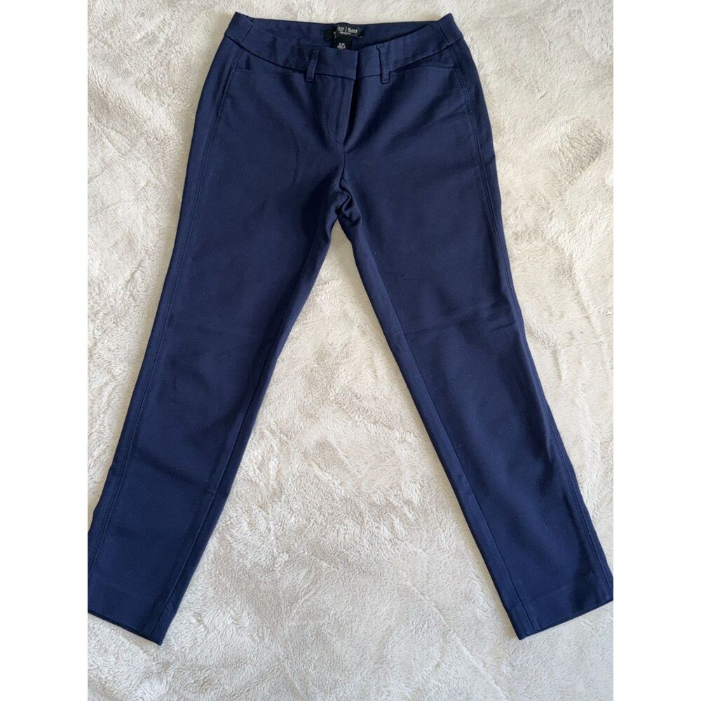 White House Black Market Slim Ankle Pants Navy Blue Petite 00P Rayon Office